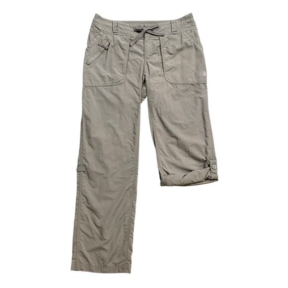 The North Face Pants Womens 6 Grey Nylon Roll Up Stow Pocket Drawstring Hiking - Picture 1 of 16
